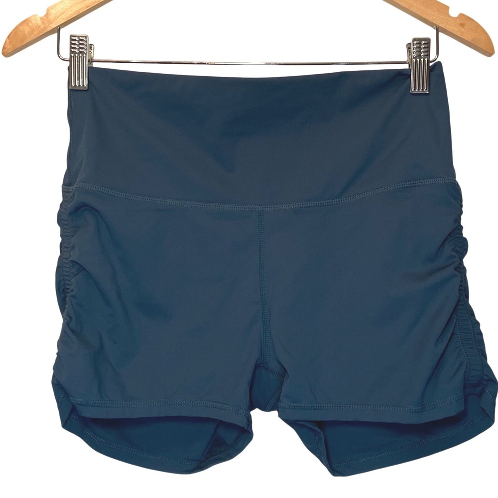 NEW Halara High Waisted Ruched Athletic Shorts‎ Teal Blue Workout Gym Large Yoga